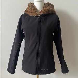 Marmot Womens Softshell Athletic Stretchy Fit Vegan Fox Fur‎ Jacket Fitted Small